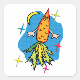 Carrot Rocket Ship: Also known as Fast Food Square Sticker