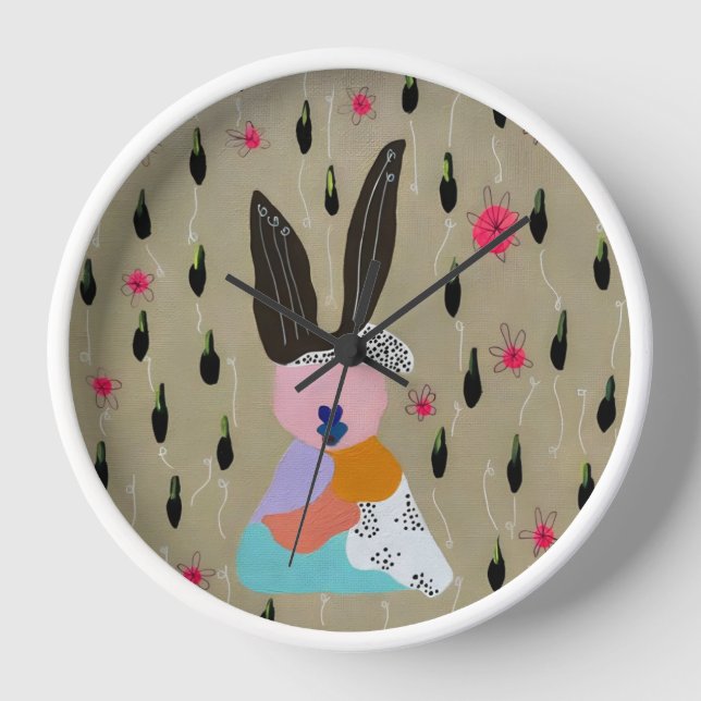 Carrot & Rose Rabbit Clock (Front)