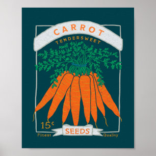 Carrot Seed Packet Poster (Rich Navy) 
