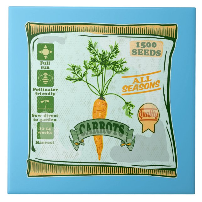 Carrot seeds growing veggies ceramic tile (Front)