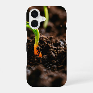 Carrot Sprout – Garden Growth Close-Up iPhone 16 Case