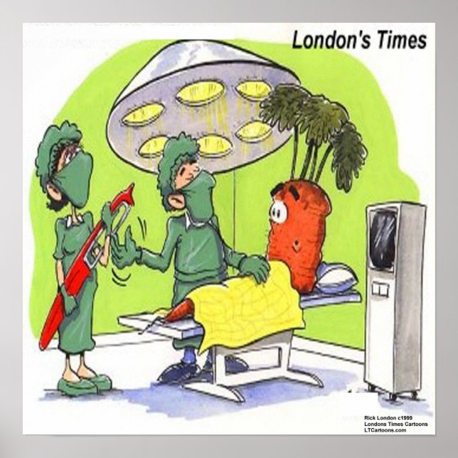 Carrot Surgery Funny Cartoon Poster (Front)