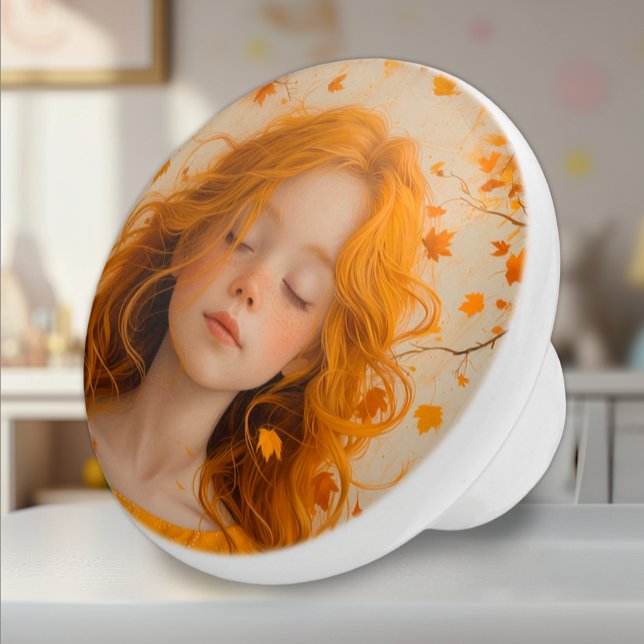 Carrot Top Kid Orange Accent Ceramic Knob (Ceramic Knob - Carrot Top Kid Fantasy Art - Decor Accent for Kids Room)