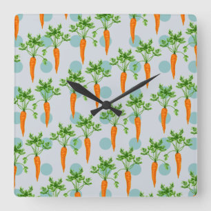 Carrot vegetable pattern square wall clock