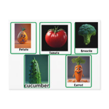Carrot, vegetable reading flashcards for adult,kid