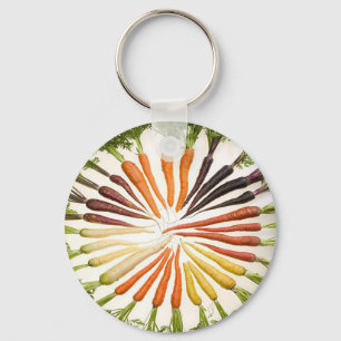 Carrot Vegetables Colourful Rainbow Pattern Garden Key Ring