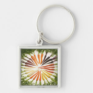 Carrot Vegetables Colourful Rainbow Pattern Garden Key Ring