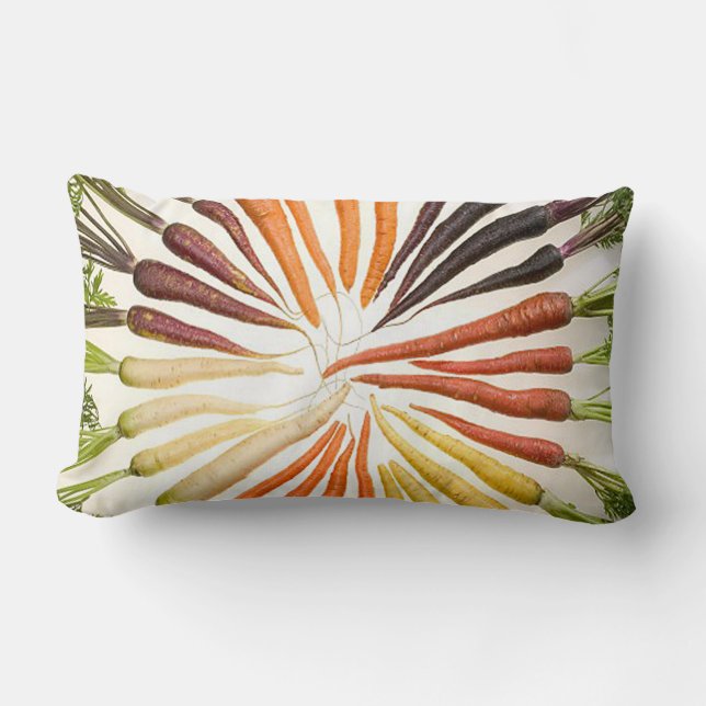 Carrot Vegetables Colourful Rainbow Pattern Garden Lumbar Cushion (Front)