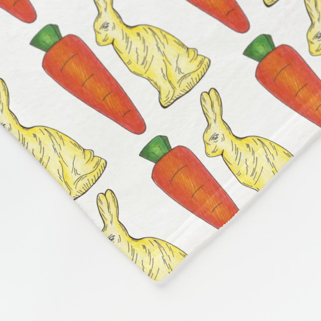 Carrots and Bunnies Chocolate Rabbit Easter Candy Fleece Blanket (Corner)