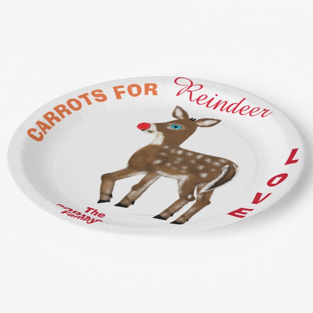 Carrots for Reindeer Family Name Paper Plate (Angled)