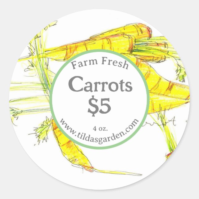 Carrots For Sale Label Vegetable Farmers Market (Front)