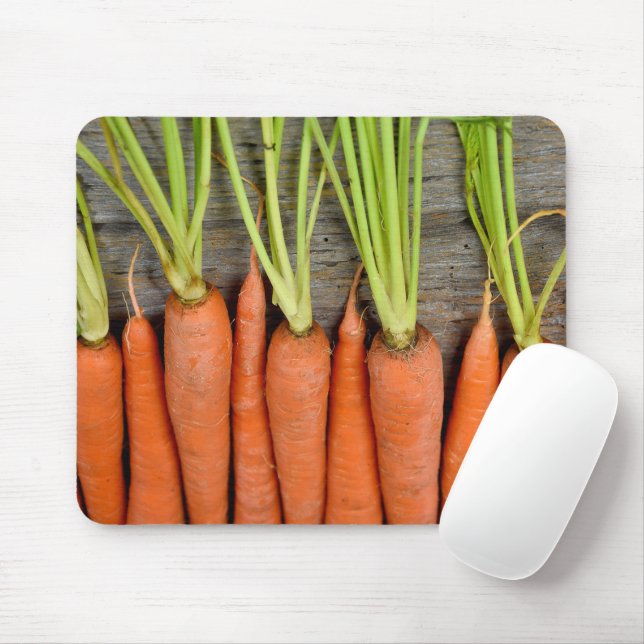 Carrots On Wood Mouse Pad (With Mouse)