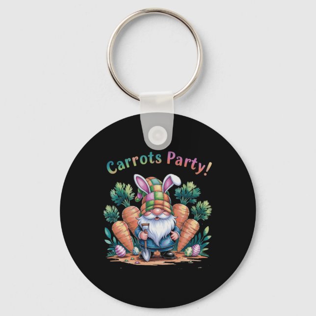 Carrots Party Easter Gnome  Key Ring (Front)