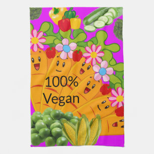 Carrots Peas 100% Vegan Kitchen Hand Towel
