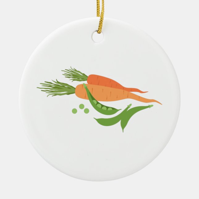 Carrots & Peas Ceramic Tree Decoration (Front)