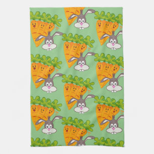Carrots Rabbit  Kitchen Hand Towel