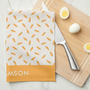 Carrots Vegetables pattern personalised Tea Towel