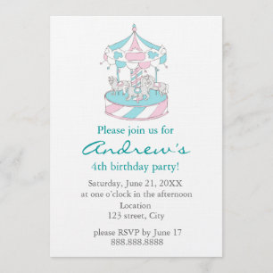 Carrousel Child Birthday Invitation