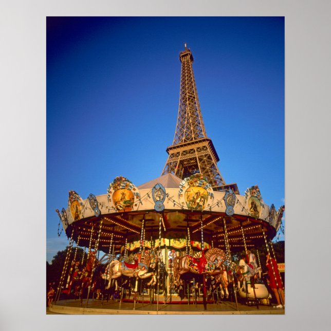Carrousel, Eiffel Tower, Paris, France Poster (Front)