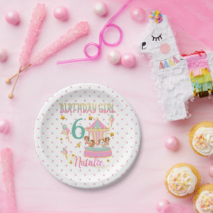 Carrousel Pony Birthday Pastel Colours Family Paper Plate