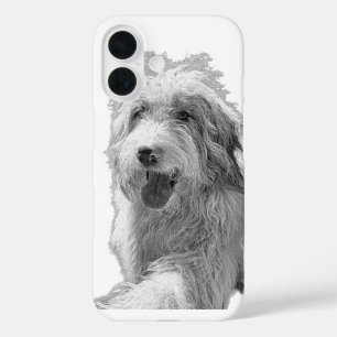 Carry Calm – Monochrome Dog Portrait iPhone 16 Case