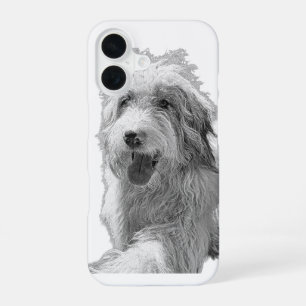 Carry Calm – Monochrome Dog Portrait iPhone 16 Case