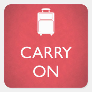 CARRY ON - Luggage - Funny Red Square Sticker