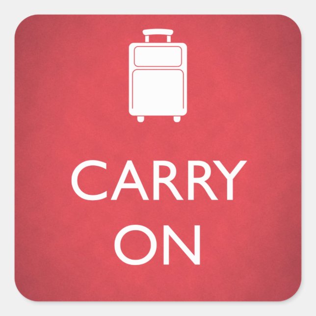 CARRY ON - Luggage - Funny Red Square Sticker (Front)