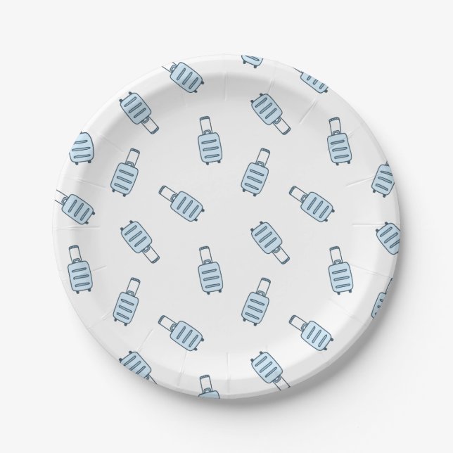 Carry-on Luggage Seamless Pattern Baby Shower Paper Plate (Front)