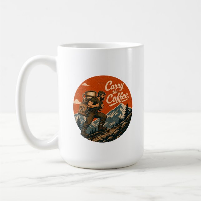 Carry the Coffee Vintage Adventure Mug (Left)