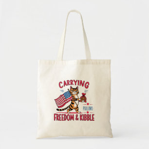 Carrying Freedom & Kibble – Patriotic Cat Tote Bag