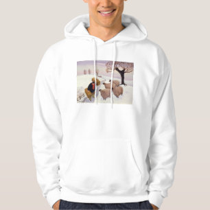 Carrying Hay to the Sheep in Winter Hoodie