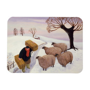 Carrying Hay to the Sheep in Winter Magnet