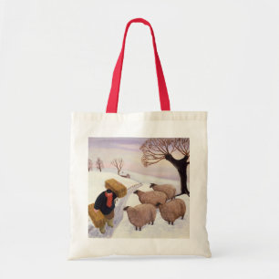 Carrying Hay to the Sheep in Winter Tote Bag