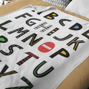 Cars Alphabet Nursery Kids Room  Fleece Blanket