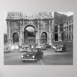 Cars and ancient monuments Rome Italyvintage, ital Poster