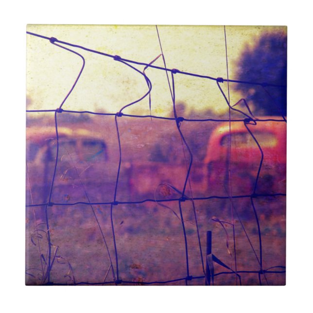 Cars and Trucks Rusting Away Ceramic Tile (Front)