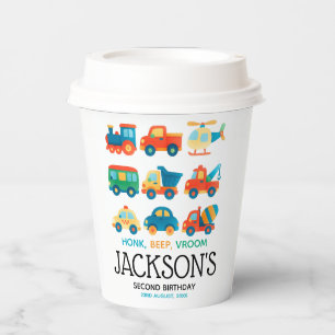 Cars and Trucks Transportation Birthday Paper Cups