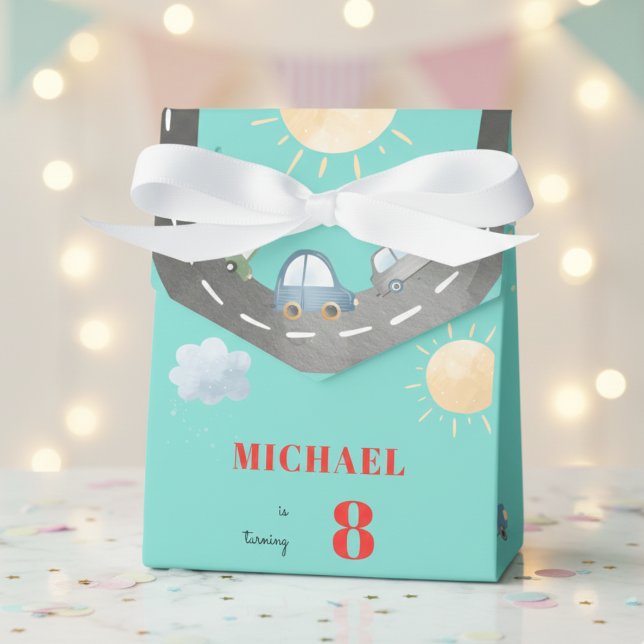 Cars and vehicles on the road boy birthday favour box (Creator Uploaded)
