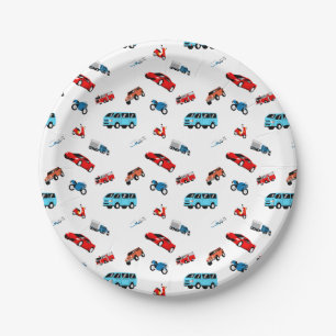 Cars Bikes Airplane Vehicles Transportation Theme  Paper Plate