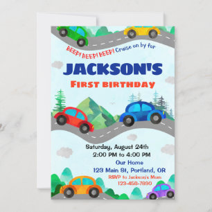 Cars birthday invitation Boy Transportation invite
