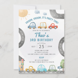 Cars Birthday Party Invitation Transport Theme