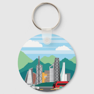 Cars city landscape key ring