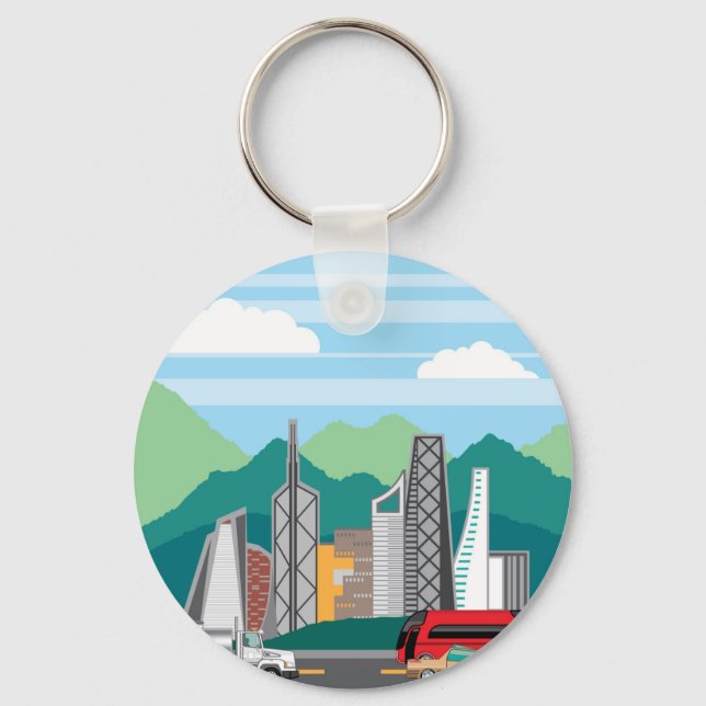Cars city landscape key ring (Front)