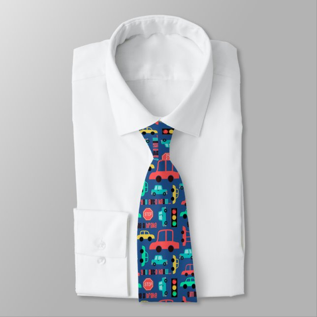 Cars in Traffic Blue Tie (Tied)