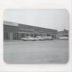 Cars on shopping centre parking B&W Mouse Pad