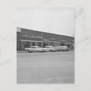 Cars on shopping centre parking B&W Postcard