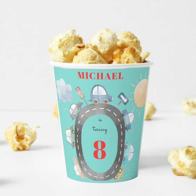 Cars on the road boy birthday paper cups (Creator Uploaded)