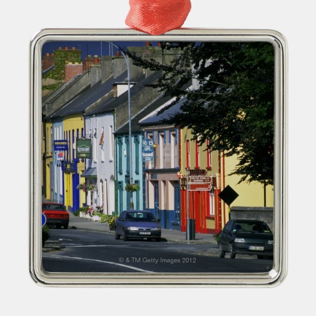 Cars parked in front of a building, Adare Metal Ornament (Front)