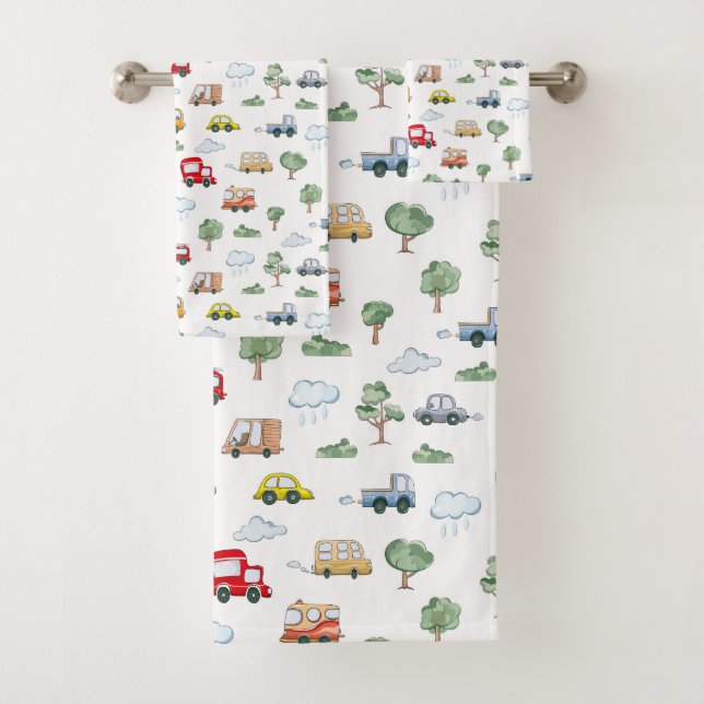 Cars Pattern Bath Towel Set (Insitu)